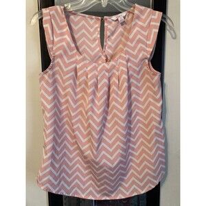Candie’s Orange & White geometric Sleeveless Top Women’s Small Good Condition